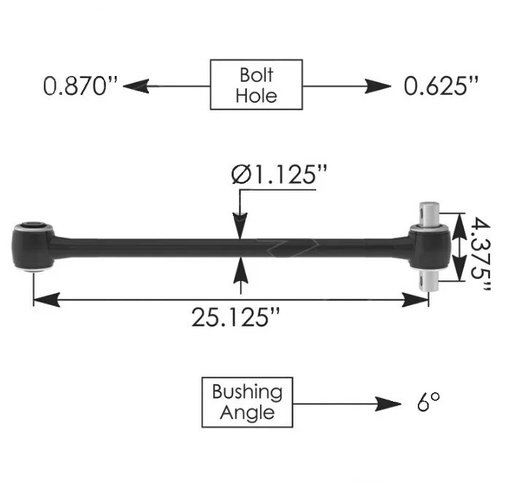 Torque Rod Confined 25.125in Ken-Pete TMR413 C656023004 C65-6023-004